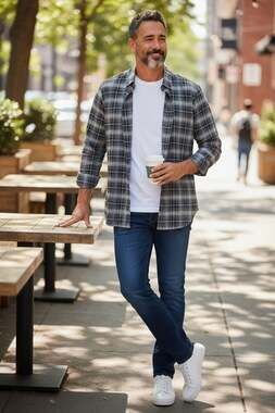 Calder Carmel black gray Blanket Plaid Brushed Cotton button down Shirt